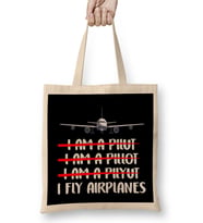 Cute & Funny I Fly Airplanes Pilot Joke Flying Pun Bez Çanta Uzun Saplı
