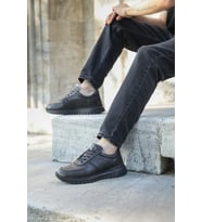 Hakiki Deri  Erkek Casual Ayakkabı 154KMA708-1 (Siyah)