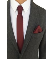 İnce kravat mendil seti (Bordo)