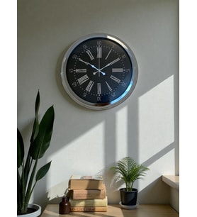 River World Duvar Saati 40 cm  Metal Dark Elegance