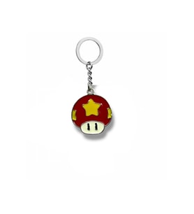 Super Mario Kırmızı Power-Up Star Anahtarlık – Parlak Renkli Retro Oyun Figürlü Metal Aksesuar