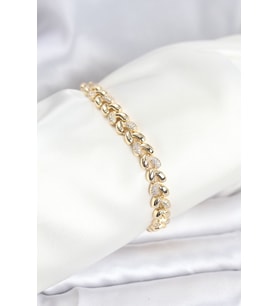Pirinç Gold Renk VIP Seri Sarmal Damla Model Zirkon Taşlı Kadın Bileklik 5886 - SSSSSS8345-1141