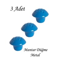 3 Adet Mavi Noktalı Mantar Düğme Kulp Çocuk Bebek Mobilya Çekmece Dolap Kapak Kulbu Metal Kulp Aksesuarları Vidalı