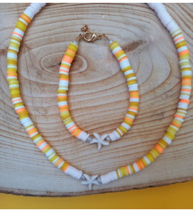 Sarı Deniz Yıldızı Fimo Kolye Bileklik Set Kolye PYTKFMKLYBLK32