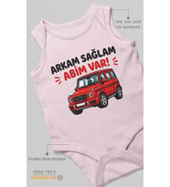 Arkam sağlam abim var Sıfır Kollu Bebek Zıbını %100 Pamuk