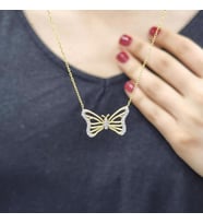 Kelebek Zirkon Taşlı 18K Altın Kolye (Karışık)