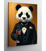 Kanvas Tablo Şık Takım Elbiseli Panda