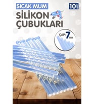 10 Adet Sıcak Mum Silikon 7 mm İnce Silikon Tabanca Mumu Çubukları -T982 (Renksiz)