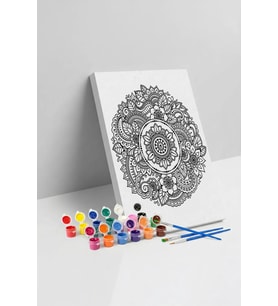 Çiçek Desenli Mandala Tuval Boyama Seti 40x50 cm