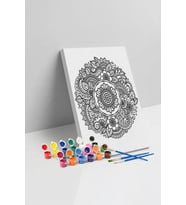 Çiçek Desenli Mandala Tuval Boyama Seti 40x50 cm