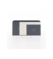 Arges Konsol 3 Raflı 6 Çekmeceli 3 Kapaklı 176x30x99 Antrasit-Antrasit/Aytaşı
