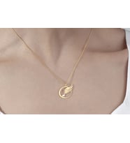 Kişiye Özel 925 Ayar Gümüş Tasarım Kanat Detaylı Müzik Notası Kolye (Gold)