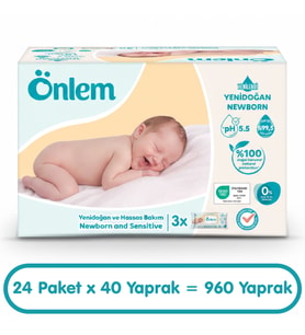 Önlem Yenidoğan Hassas Bakım Islak Havlu Mendil  40x24 960 Yaprak
