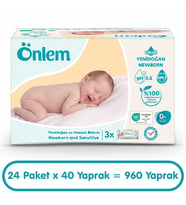 Önlem Yenidoğan Hassas Bakım Islak Havlu Mendil  40x24 960 Yaprak