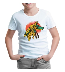 Colorful Anubis in Ancient Egypt Beyaz Çocuk Tshirt