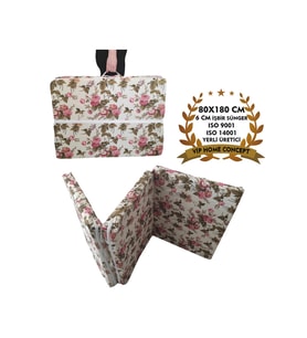 Katlanır Yatak Yer Yatağı Sünger Yatak Taşınabilen Tek Kişilik 80x180 Ingiliz Gülü-6 Cm
