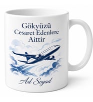 Kabin Amirine Özel Güvenli Uçuşlar Uçak Tasarımlı Kupa Bardak Hediye