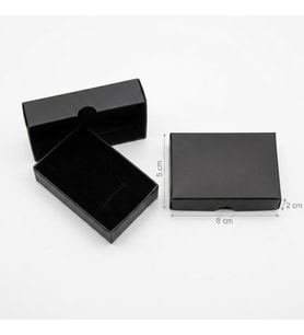 5x8x2 cm Tam Kapaklı Selefonlu Süngerli Takı Kutusu - Siyah (DEMONTE) (50 ADET)