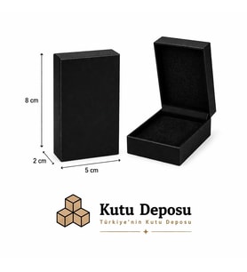 5x8x2 cm Tam Kapaklı Selefonlu Süngerli Takı Kutusu - Siyah (DEMONTE) (50 ADET)