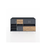 Kronos Konsol 7 Raflı 3 Çekmeceli 4 Kapaklı 176x59x99 Antrasit-Antrasit/Çam