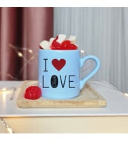 I Love Tasarımlı Kişiye Özel Mavi Türk Kahvesi Fincanı