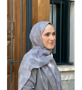 Füme Emproyal Empryl Monogram Desenli Pamuklu Şal