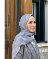Füme Emproyal Empryl Monogram Desenli Pamuklu Şal