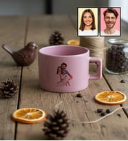 Kişiye Özel Karikatürlü Sevgiliye Hediye Lüks Pastel Fincan Sevgililer Günü Hediyesi