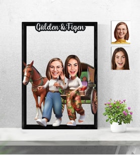 Kişiye Özel 3D  Ahşap Tablo Kadın Arkadaşlar 2kişi Model 30x40 -18