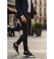 Enoch Hakiki Deri Düz Taban Siyah Beyaz Günlük Erkek Sneaker Comfort Taban (Bej)