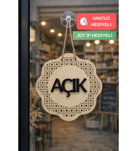 Hazeran Rattan Desenli Modern Açık/Kapalı Tabelası - Akçaağaç