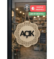 Hazeran Rattan Desenli Modern Açık/Kapalı Tabelası - Akçaağaç