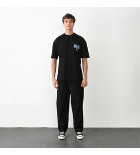 Erkek Baskılı T-Shirt Kısa Kol Bisiklet Yaka Regular Fit Rahat Kalıp Günlük Tişört - Siyah