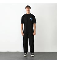 Erkek Baskılı T-Shirt Kısa Kol Bisiklet Yaka Regular Fit Rahat Kalıp Günlük Tişört - Siyah