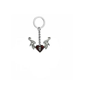 Kırmızı Yarasa Kanatlı Skull Heart Unisex Gotik Anahtarlık – Asi Ruhun Karanlık Tutkusu