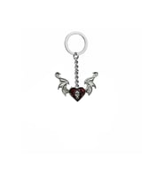 Kırmızı Yarasa Kanatlı Skull Heart Unisex Gotik Anahtarlık – Asi Ruhun Karanlık Tutkusu