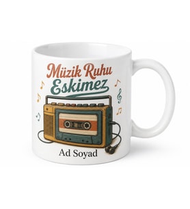 Kaset Çalar Çizimli Eski Şarkıları Seven Retro Ruhlara Kupa Bardak Hediye