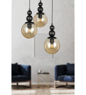 Sonsuz 3.Lü Avize Siyah Bal Cam