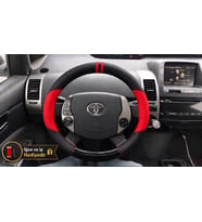 Toyota Prius XW20 Dikme Direksiyon Kılıfı Parlak Siyah Kırmızı Detaylı Kırmızı Çift Yüzük ve Dikiş 2003-2009