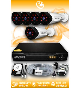 ELITCAM 5 Kameralı Uzay 5 Dış Kamera Set 2 TB HDD Full HD Gece Görüşlü Güvenlik Kamerası Sistemi
