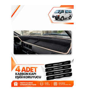 MITSUBISHI L300 (1986-1999) Uyumlu Ön Torpido Koruma Kılıfı Halısı - Siyah Bej