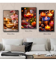 yanan rahatlatıcı mumlar tabloları 3 adet 35cmx50cm kumaş baskılı canvas tablo
