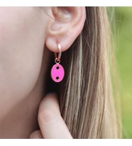 Mine İşli Neon Pembe Rose Gold Kaplama Gümüş Düğme Küpe