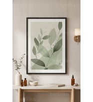 Doğal Denge Bitki Motifli Minimalist 1. Kalite Ahşap Çerçeveli Tablo