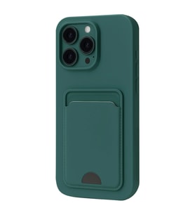 Apple İphone 16 Plus Kılıf Kelvin Kartvizitli Silikon - Koyu Yeşil