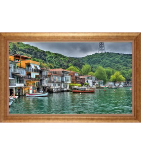 EV İŞYERİ OFİS İÇİN ALTIN ÇERÇEVELİ PASPARTULU TABLO S407