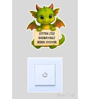Yavru Dinazor Lütfen Zile Basmayınız Bebek Uyuyor Sticker Kapı Zili Etiketi