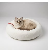 Peluş Yumuşak Kedi Yatağı Tüysüz Kedi ve Köpek Minderi Beyaz
