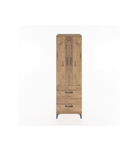 Hyperion Dolap 2 Raflı 2 Çekmeceli Tek Askılı 60x44x195 Çam-Çam