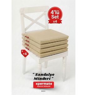 4’lü Sandalye Minderi 40x40 Bağcıklı Su İtici Yıkanabilir